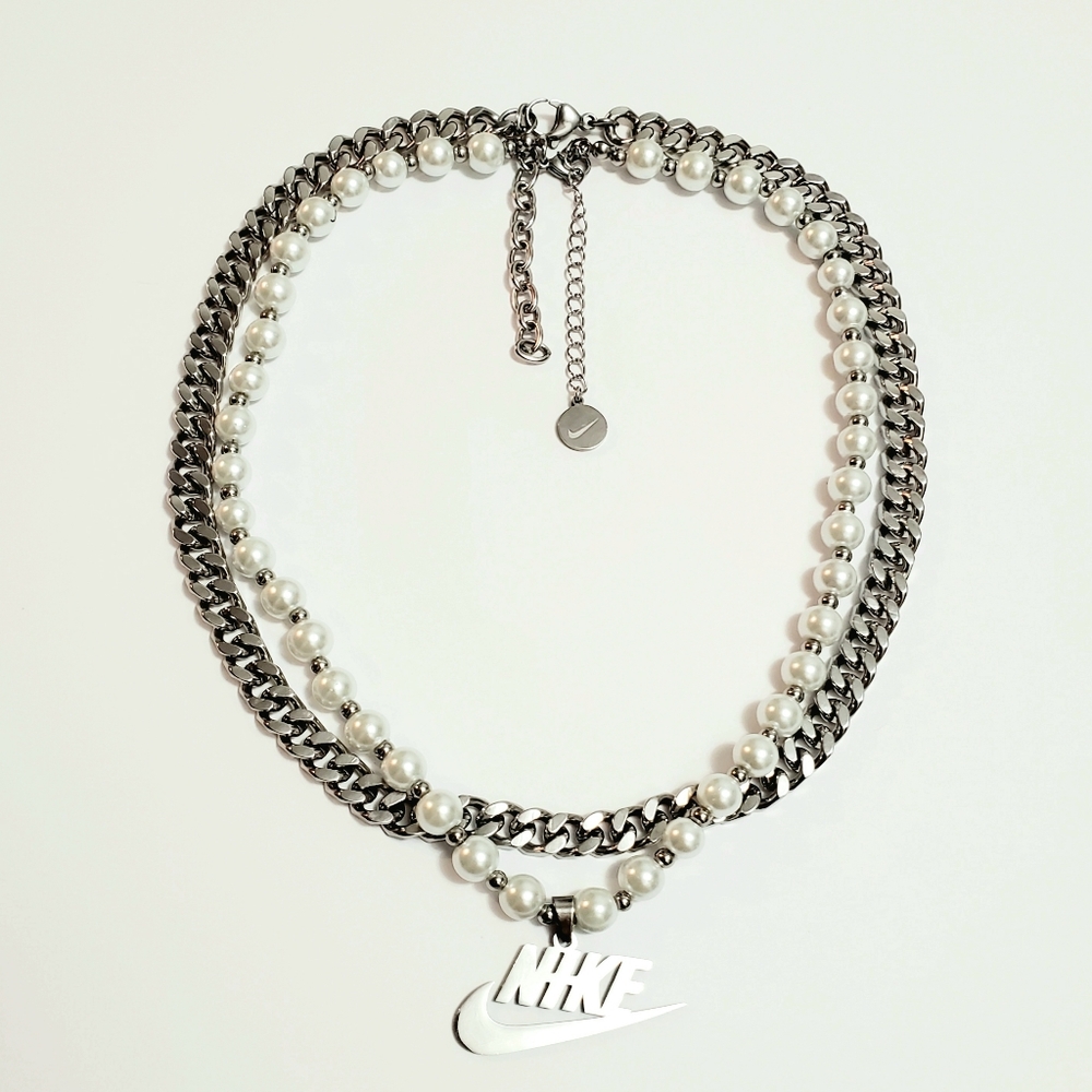COPY - NIKE Swoosh Pearl necklace, double layered